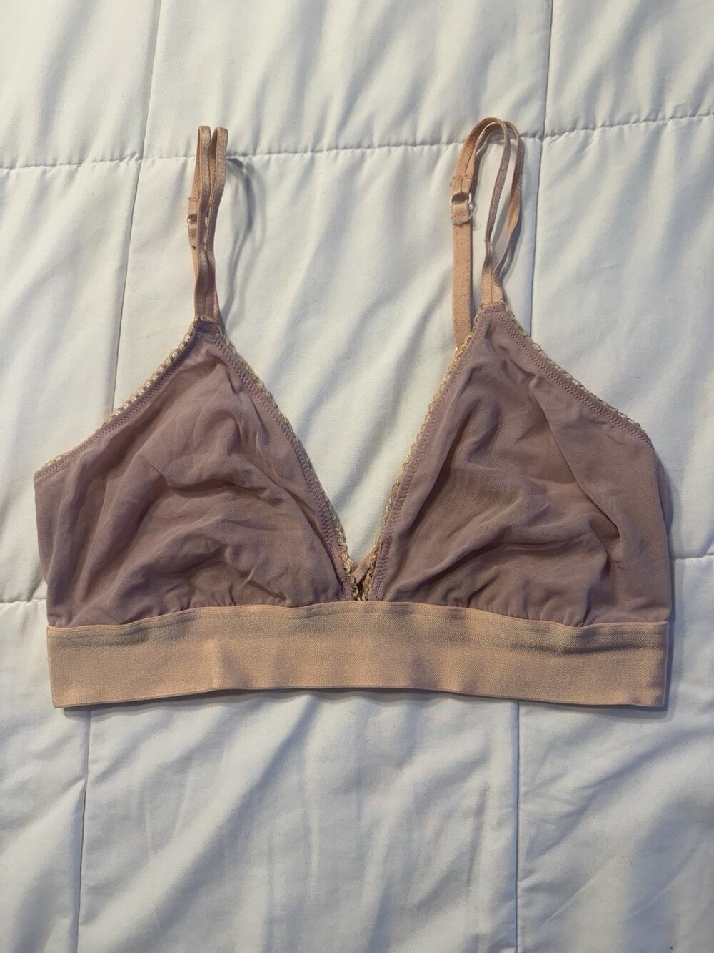 Parade Bra Bralette Lace Triangle Sheer Mesh Pink Size 1 Wireless Comfort